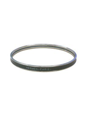 Hermes Uni Bracelet Enamel Bangle Black